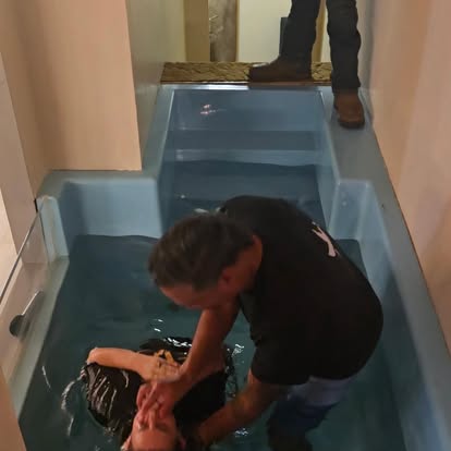 A baptism in the church baptistry